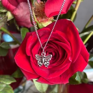 18-inch Silver-tone Butterfly Charm Necklace